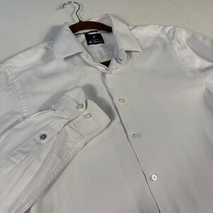 Ben Sherman Mens Slim Fit White Button Down Long Sleeve‎ Dress Shirt Size M